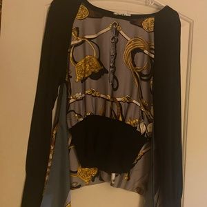 Vintage Hermes long sleeve blouse, with attached cape